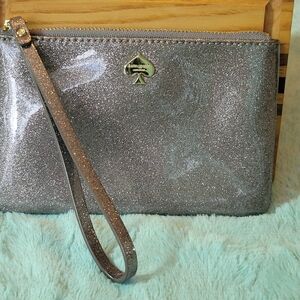 Kate Spade Sparkling Glittet Silver Wristlet